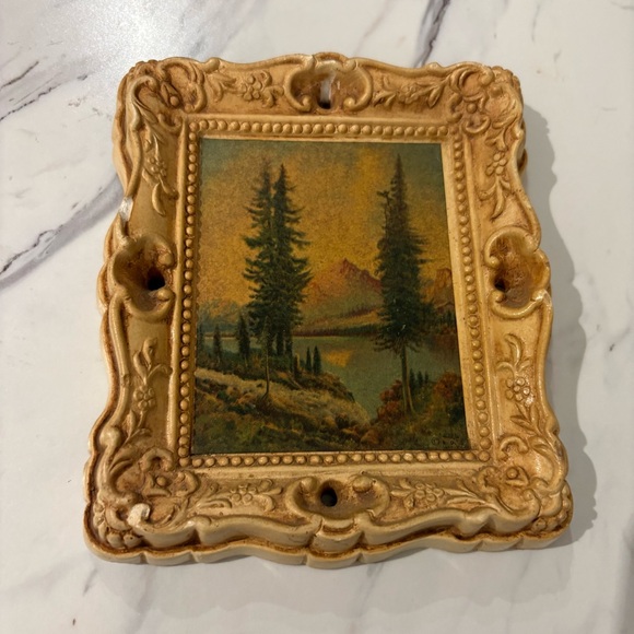 Vintage Chalkware framed lithograph prints - - Picture 3 of 15